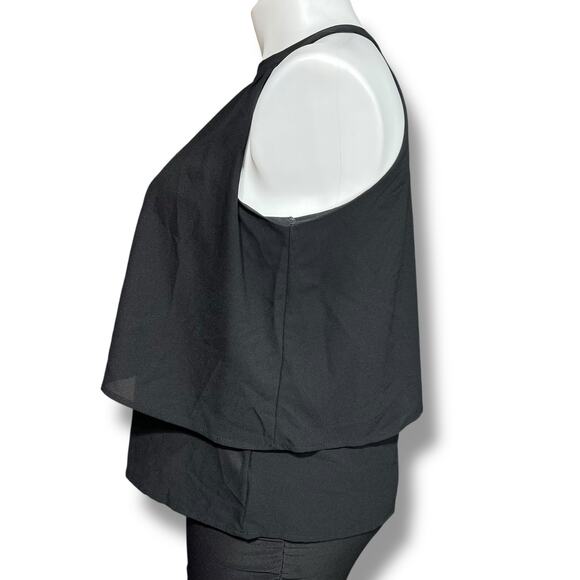 Paper Crane Womens Layered Blouse Shirt Halter Top Sleeveless Black Large - Picture 6 of 9